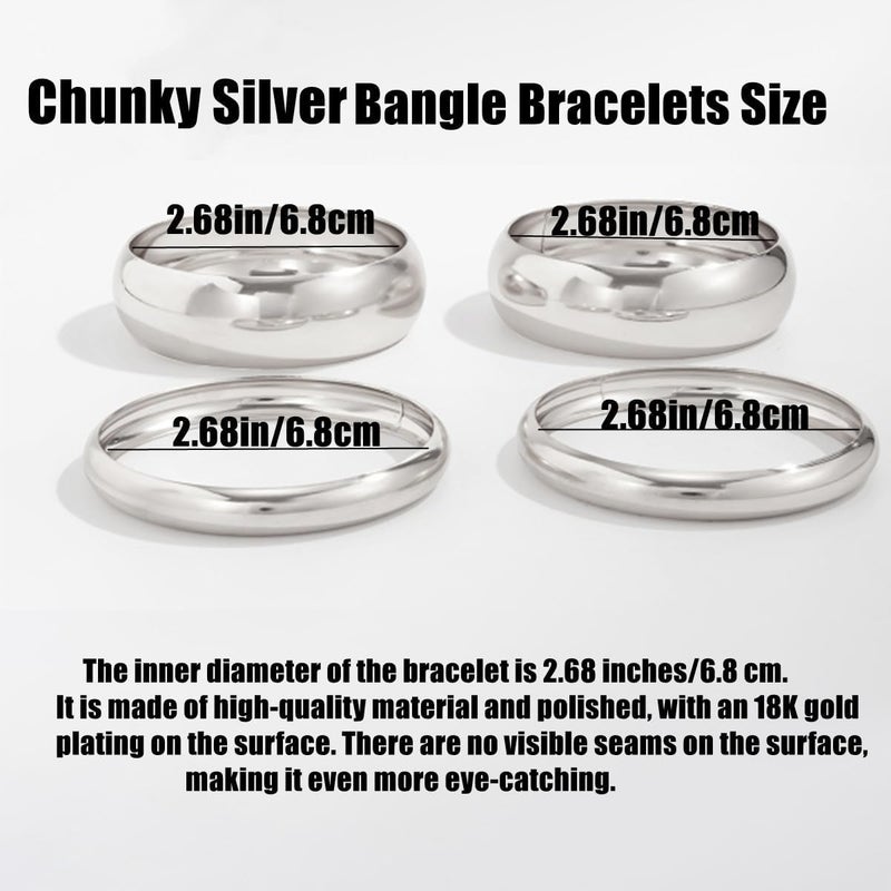 Bowdcvy Chunky Gold Bangle Bracelets for Women Stack Trendy Silver Wide Wrist Statement Cuff Bracelet Arm Cuffs Upper Bangle Fashion Jewelry Gift Accessories - Image 3